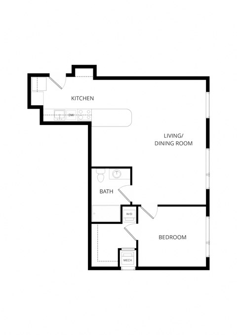 a floor plan of a house with a bedroom and a living room